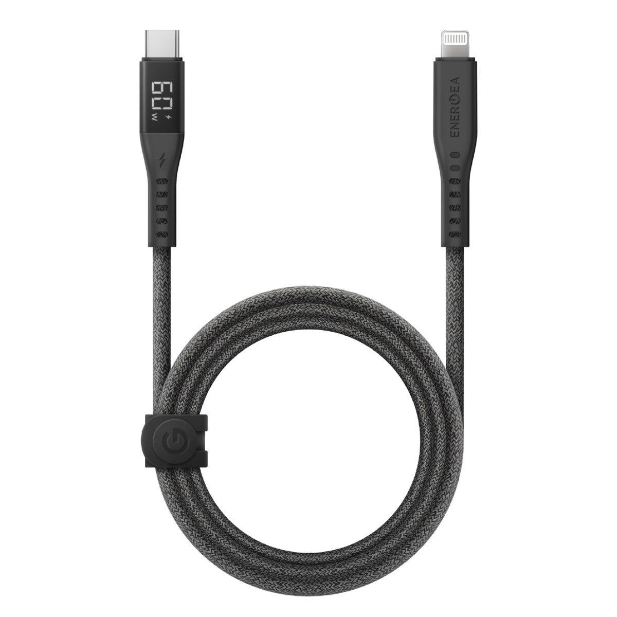 Energea Flow 1.5M 60W Dijital Göstergeli Type-C to Lightning PD Hızlı Şarj Kablo